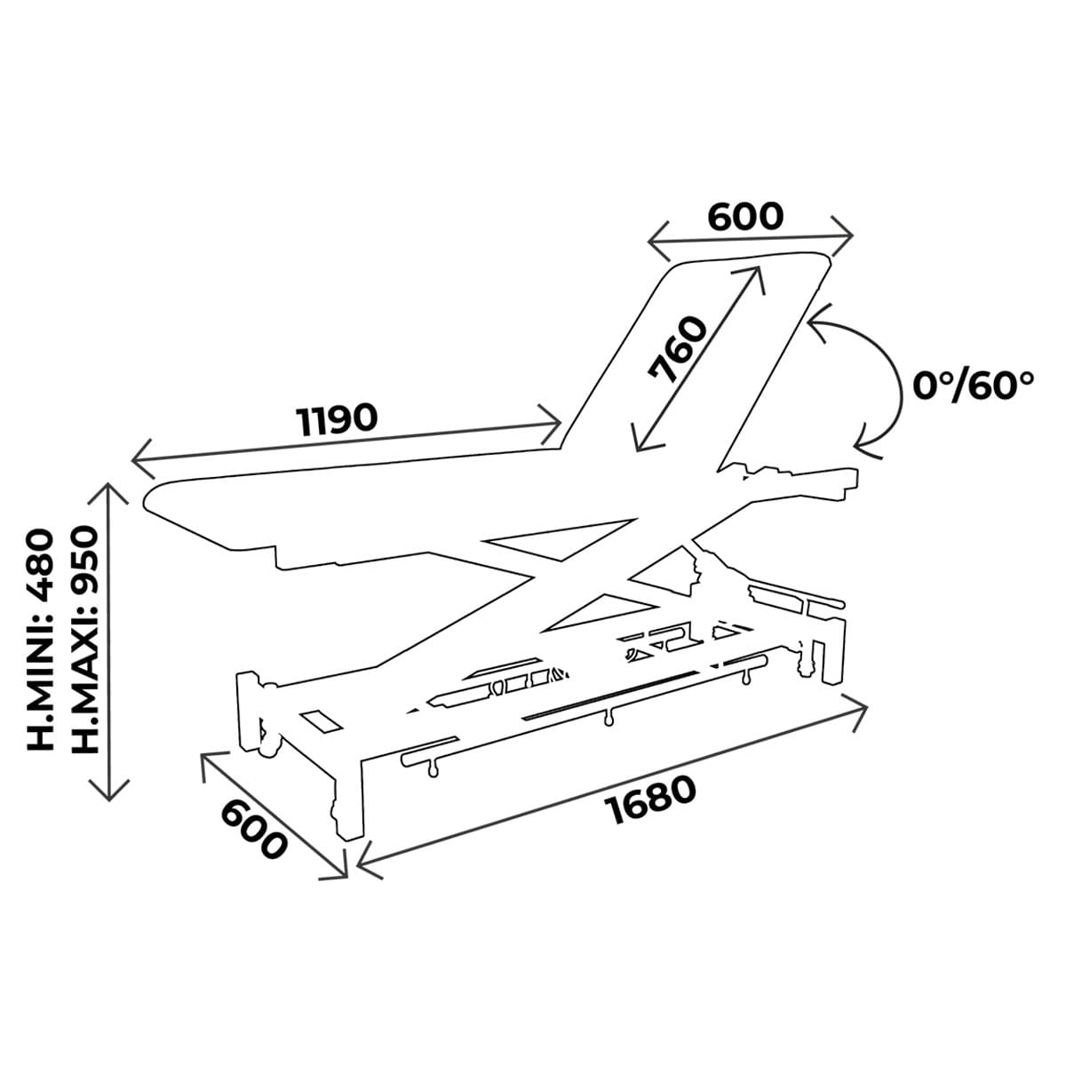 Physio/Osteo table 2 sections, with face hole, pedal, wheels